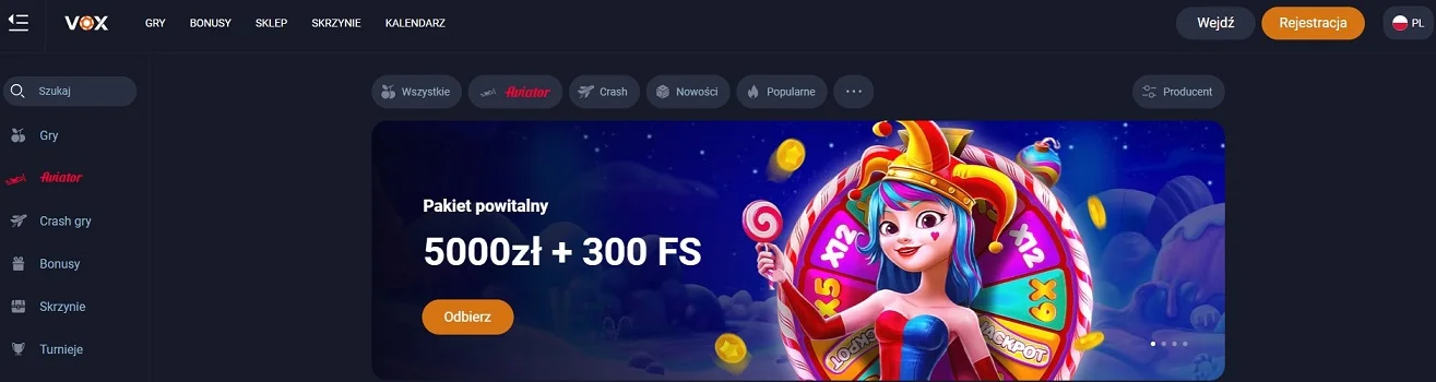 VoxCasino strona główna